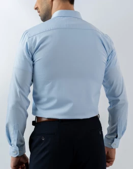 Mens Long Sleeve Light Blue Bambo Stretch Formal Wear Shirt