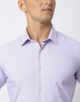 Vantage Blue Long Sleeve Micro Check SLim Fit Mens Shirt