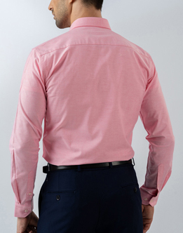 Mens Long Sleeve Pink Oxford Formal Wear Shirt