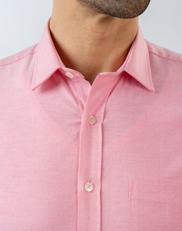 Mens Long Sleeve Pink Oxford Formal Wear Shirt