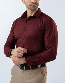 Mens Long Sleeve Red Oxford Formal Wear Shirt