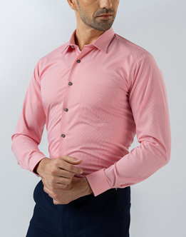 Mens Long Sleeve Pink Micro Check Formal Wear Shirt