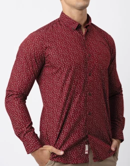 Ebony Casuals Mens Long Sleeve Slim Fit Printed Shirt