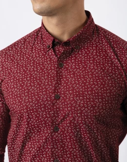 Ebony Casuals Mens Long Sleeve Slim Fit Printed Shirt