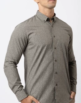 Ebony Casuals Mens Long Sleeve Slim Fit Printed Shirt