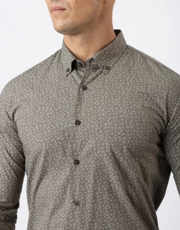 Ebony Casuals Mens Long Sleeve Slim Fit Printed Shirt