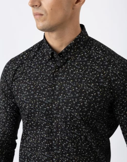 Ebony Casual Printed Mens Long Sleeve Slim Fit Shirt