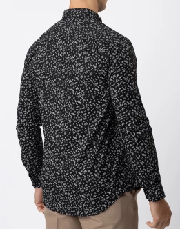 Ebony Casual Printed Mens Long Sleeve Slim Fit Shirt