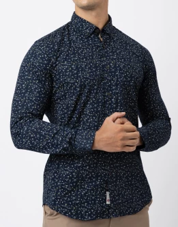 Ebony Casual Printed Mens Long Sleeve Slim Fit Shirt