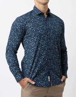 Ebony Casual Long Sleeve Printed Slim Fit Mens Shirt