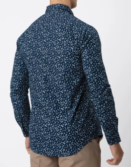 Ebony Casual Long Sleeve Printed Slim Fit Mens Shirt