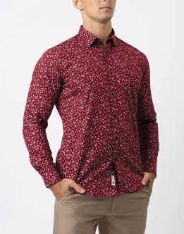 Ebony Casual Long Sleeve Printed Slim Fit Mens Shirt