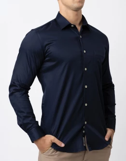 Ebony Casual Evening Wear Long Sleeve Slim Fit Shirt