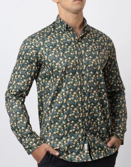 Ebony Casual Mens Slim Fit Floral Printed Shirt