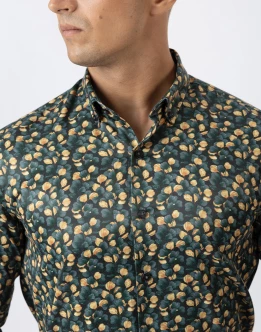 Ebony Casual Mens Slim Fit Floral Printed Shirt