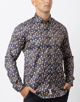 Ebony Casual Mens Slim Fit Floral Printed Shirt