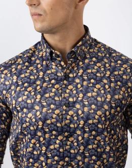 Ebony Casual Mens Slim Fit Floral Printed Shirt