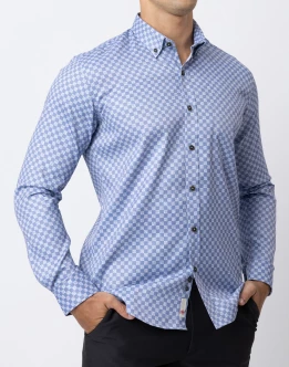 Ebony Casual Check Printed Long Sleeve Slim Fit Mens Shirt