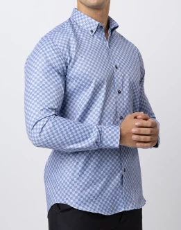 Ebony Casual Check Printed Long Sleeve Slim Fit Mens Shirt