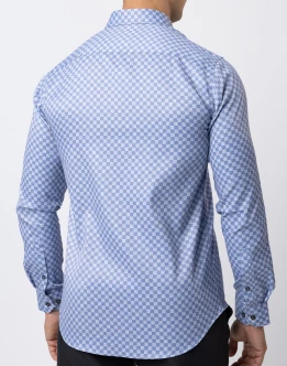 Ebony Casual Check Printed Long Sleeve Slim Fit Mens Shirt