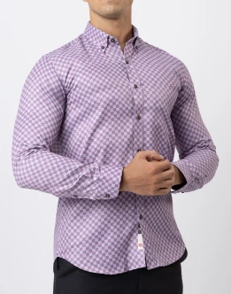 Ebony Casual Check Printed Long Sleeve Slim Fit Mens Shirt