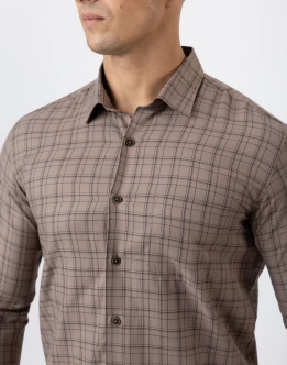 Ebony Casual Long Sleeve Slim Fit Check Shirt