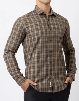 Ebony Casual Long Sleeve Slim Fit Check Shirt