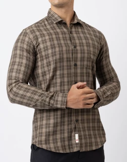 Ebony Casual Long Sleeve Slim Fit Check Shirt