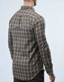 Ebony Casual Twill Check Design Long Sleeve Slim Fit Mens Shirt