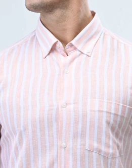 Ebony Casual Long Sleeve Stripe Slim Fit Mens Shirt