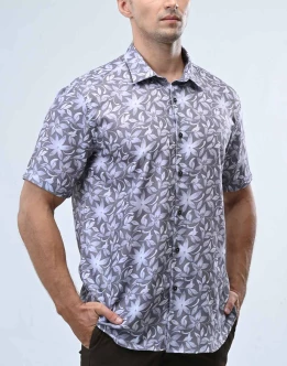 Ebony Casual Short Sleeve Slim Fit Mens Shirt