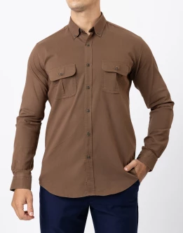 Ebony Casual Slim Fit Double Pocket Long Sleeve Stretchable Mens Shirt