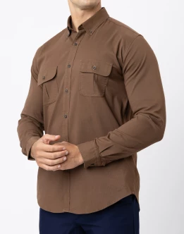 Ebony Casual Slim Fit Double Pocket Long Sleeve Stretchable Mens Shirt