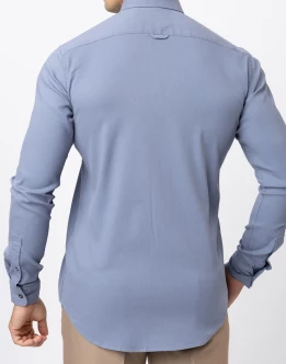 Ebony Casual Slim Fit Double Pocket Long Sleeve Stretchable Mens Shirt