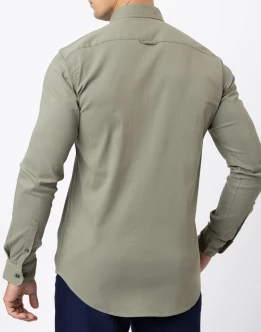 Ebony Casual Slim Fit Double Pocket Long Sleeve Stretchable Mens Shirt