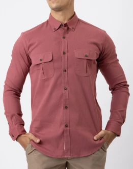 Ebony Casual Slim Fit Double Pocket Long Sleeve Stretchable Mens Shirt