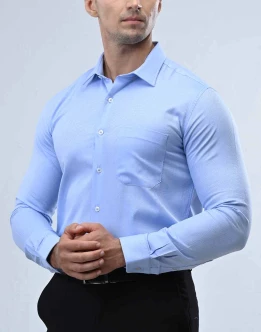 Vantage Blue Premium Giza Cotton Slim Fit Long Sleeve Mens Shirt