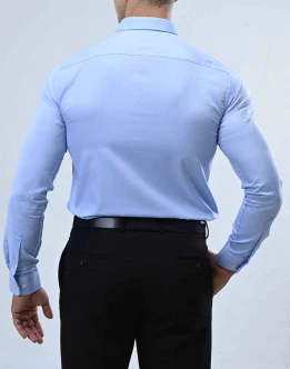 Vantage Blue Premium Giza Cotton Slim Fit Long Sleeve Mens Shirt