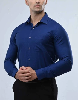 Vantage Blue Premium Cotton Slim Fit Long Sleeve Mens Shirt