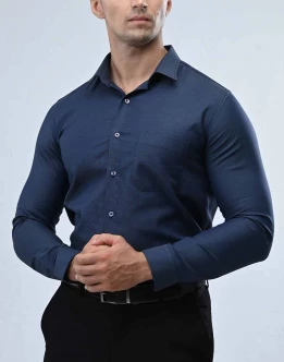 Vantage Blue Premium Cotton Slim Fit Long Sleeve Mens Shirt