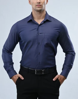 Vantage Blue Premium Giza Cotton Slim Fit Long Sleeve Mens Shirt