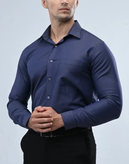 Vantage Blue Premium Giza Cotton Slim Fit Long Sleeve Mens Shirt