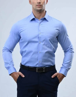 Vantage Blue Premium Giza Cotton Slim Fit Long Sleeve Mens Shirt