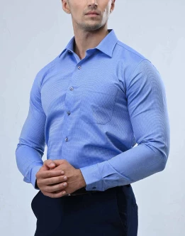 Vantage Blue Premium Giza Cotton Slim Fit Long Sleeve Mens Shirt