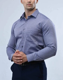 Vantage Blue Premium Giza Cotton Slim Fit Long Sleeve Mens Shirt