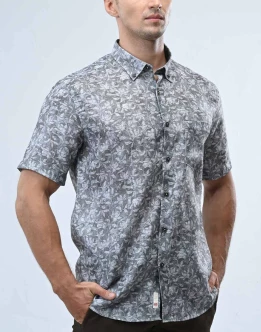 Ebony Casual Short Sleeve Slim Fit Mens Shirt