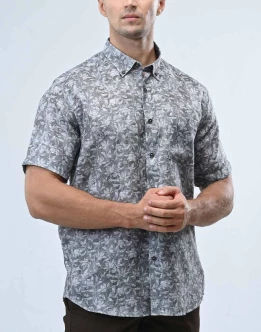 Ebony Casual Short Sleeve Slim Fit Mens Shirt