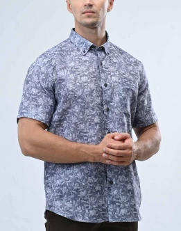 Ebony Casual Short Sleeve Slim Fit Mens Shirt