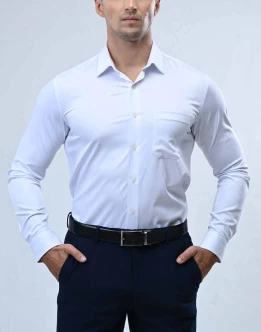 Vantage Blue Bamboo Stretch Fabric Slim Fit Long Sleeve Mens Shirt