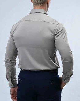 Vantage Blue Bamboo Stretch Fabric Slim Fit Long Sleeve Mens Shirt